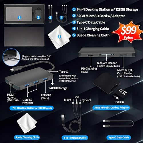 HP Flagship 14 HD Laptop with 1 Year Office 365   16GB RAM   1 22TB Storage 64GB EMMC & 160GB Docking Station Set & 1TB Cloud Storage    Intel Celeron Processor   Webcam   Win 11s   Blue