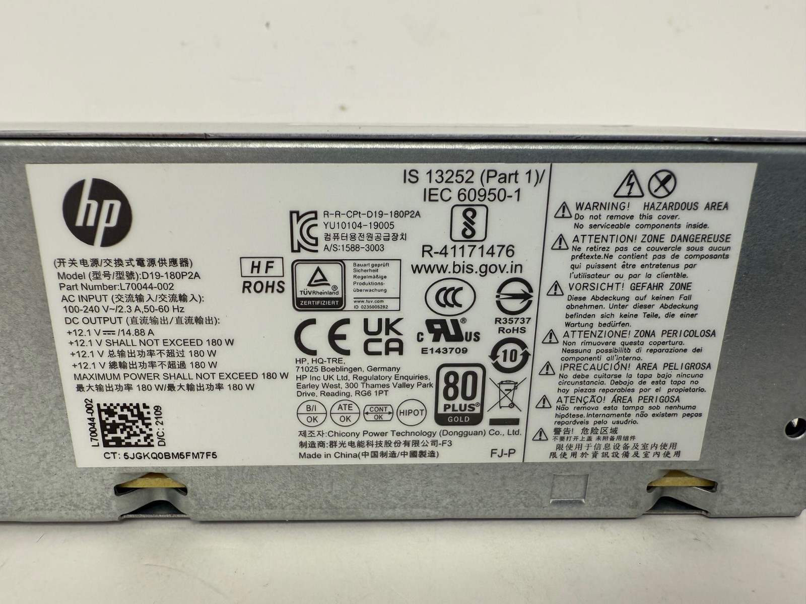 HP L70044 002 180 WATT POWER SUPPLY D19 180P2A