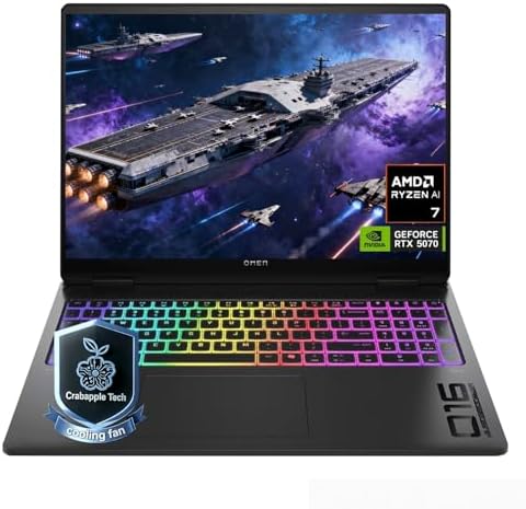 HP Omen Max 16  Gaming Laptop  AMD Ryzen AI 7 350  GeForce RTX 5070  WQXGA  2560   1600  240Hz IPS Display  32GB DDR5 2TB SSD  3 Heat Dissipation Design  Full Size RGB Keyboard  Omen AI  Win 11 Home