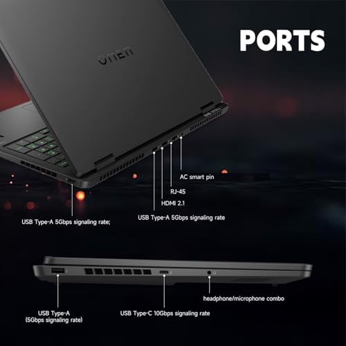 HP Omen RTX 5050 Gaming Laptop  16 FHD  165Hz  Intel Core Ultra 5 225H  32GB DDR5 RAM  1TB SSD  RGB Backlit Keyboard  RJ 45  Bundle with PCO Laptop Cooler  Black  Windows 11 Home