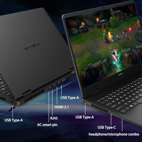 HP Omen RTX 5050 Gaming Laptop  16 FHD  165Hz  Intel Core Ultra 5 225H  32GB DDR5 RAM  1TB SSD  RGB Backlit Keyboard  RJ 45  Bundle with PCO Laptop Cooler  Black  Windows 11 Home