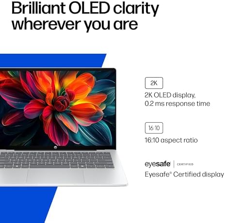 HP OmniBook 5 14 inch Next Gen AI PC  OLED Display  Snapdragon X Plus X1P 42 100  16 GB RAM  1 TB SSD  Qualcomm Adreno GPU  Windows 11 Home  Copilot  PC  Glacier Silver  14 he0099nr