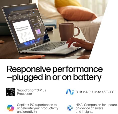 HP OmniBook 5 16 inch Next Gen AI PC  2K Touchscreen  Snapdragon X Plus X1P 42 100  16 GB RAM  512 GB SSD  Qualcomm Adreno GPU  Windows 11 Home  Copilot  PC  Glacier Silver  16 fb0000nr