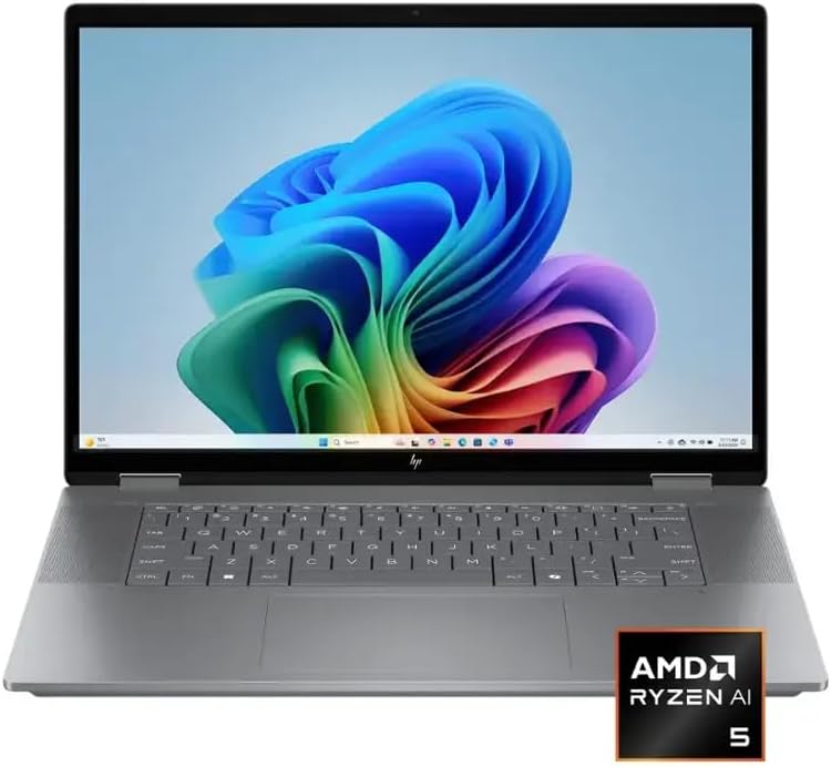 HP OmniBook X FILP Copilot+ PC 16 pulgadas 2K Touch 2 en 1 Touchs portátil, AMD Ryzen AI 5 340, 16 GB DDR5 RAM, 512 GB SSD, KB retroiluminado, PC Copilot+, Windows 11 Home, Meteor Silver, 16-ar0013dx