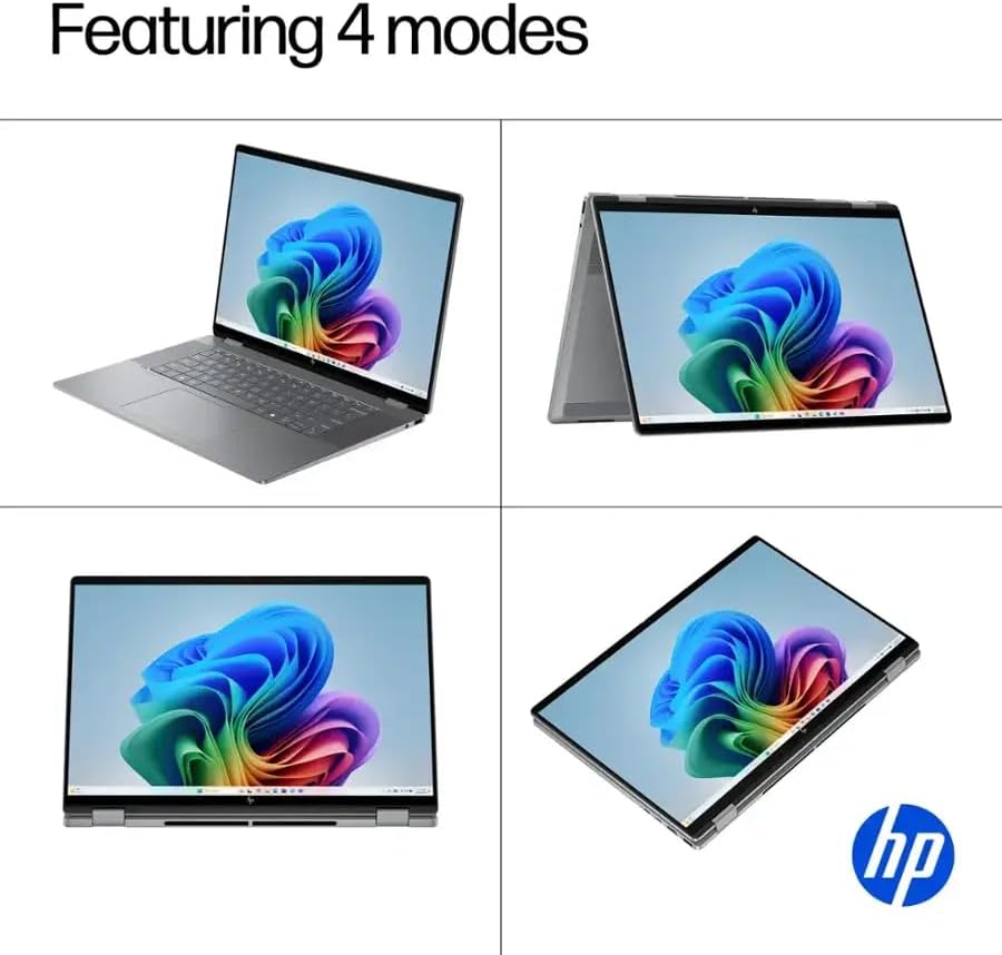 HP OmniBook X FILP Copilot+ PC de 16 pulgadas 2K Touch 2-en-1 Laptop Táctil, AMD Ryzen AI 5 340, 16 GB de RAM DDR5, SSD de 512 GB, Teclado Retroiluminado, Copilot+ PC, Windows 11 Home, Plata Meteor