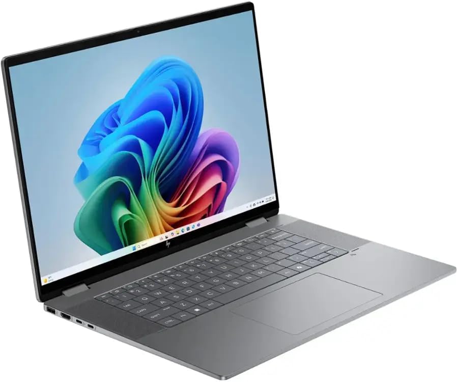 HP OmniBook X FILP Copilot+ PC de 16 pulgadas 2K Touch 2-en-1 Laptop Táctil, AMD Ryzen AI 5 340, 16 GB de RAM DDR5, SSD de 512 GB, Teclado Retroiluminado, Copilot+ PC, Windows 11 Home, Plata Meteor