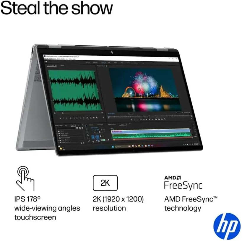 HP OmniBook X FILP Copilot+ PC de 16 pulgadas 2K Touch 2-en-1 Laptop Táctil, AMD Ryzen AI 5 340, 16 GB de RAM DDR5, SSD de 512 GB, Teclado Retroiluminado, Copilot+ PC, Windows 11 Home, Plata Meteor