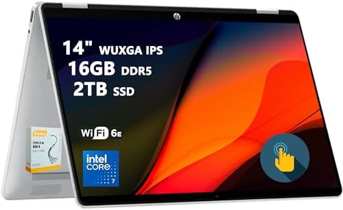 HP OmniBook X Flip 2 in 1 Copilot  AI PC Laptop   14 WUXGA Touch 400nits   AMD 6 core Ryzen AI 5 340  Up to 50 Tops    16GB DDR5 1TB SSD   Backlit Wi Fi6E 5MP IR Camera Poly Win11 w/DLCA Accessory