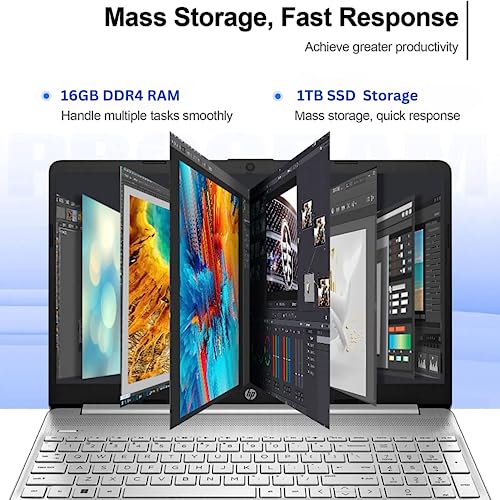 HP Pavilion 15 6 HD Touchscreen Anti Glare Laptop 16GB RAM 1TB SSD Storage Intel Core Processor up to 4 1GHz Up to 11 Hours Long Battery Life Type C HDMI Windows 11 Home Silver