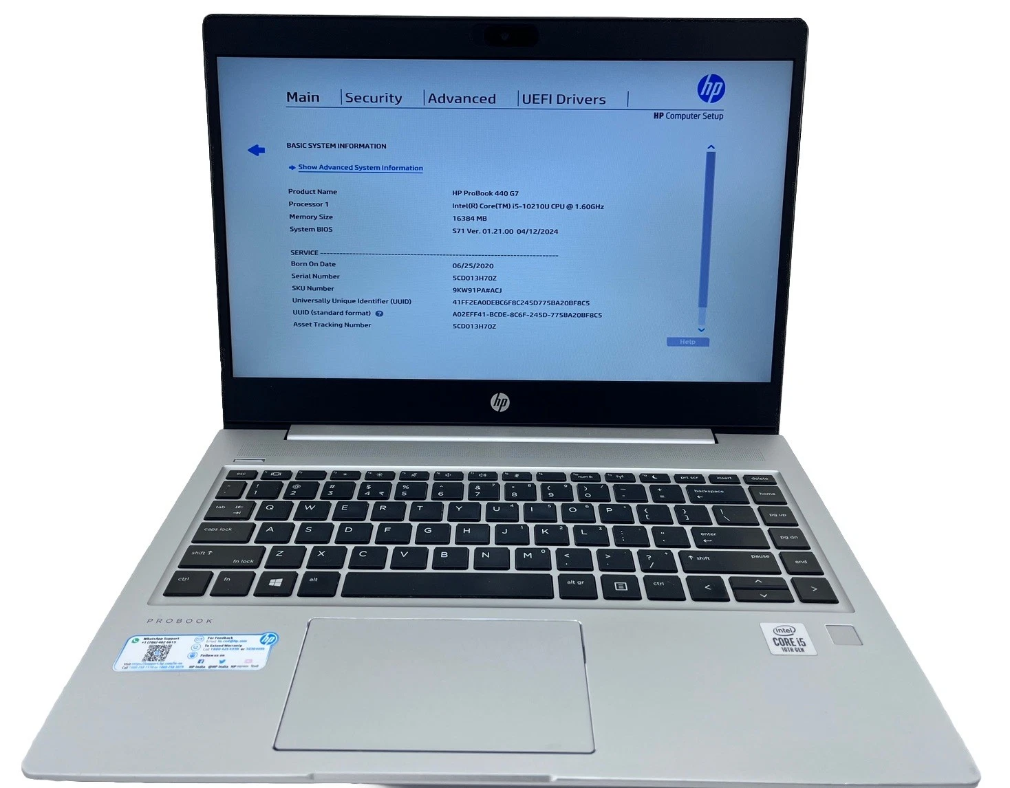 HP ProBook 440 G7 14" HD i5 10210U   1 60GHz 16GB 512GB  Grade C