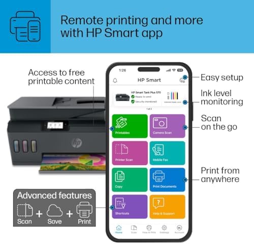 HP Smart Tank Plus 570 Wireless All in One Ink Tank Printer with up to 2 Years of Ink Included  5HX14A