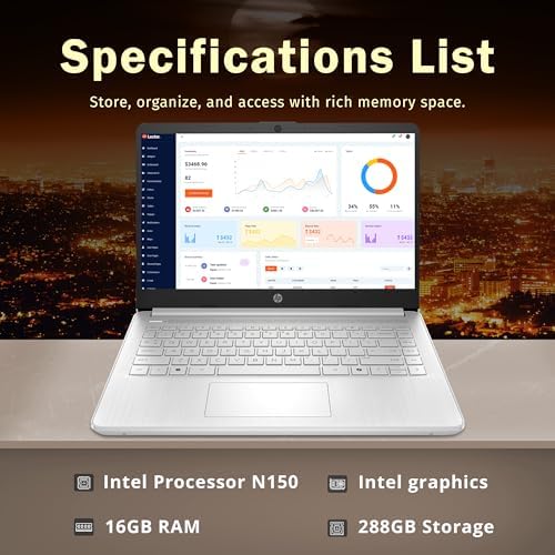 HP Stream Laptop Intel N4000 4GB 64GB eMMC 14 Inch WLED Win 10 S with Office 365 1 Year