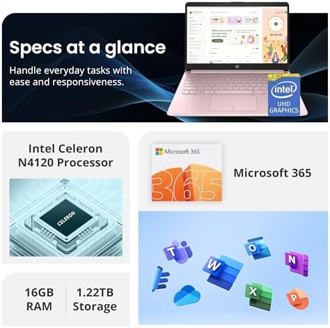 HP Stream Laptop Intel N4000 4GB 64GB eMMC 14 Inch WLED Win 10 S with Office 365 1 Year