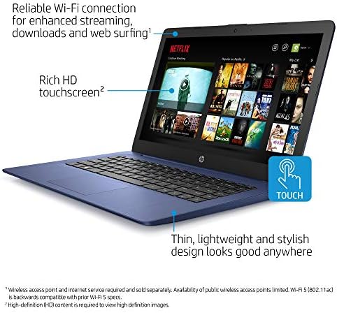 HP Stream Laptop Intel N4000 4GB 64GB eMMC 14 Inch WLED Win 10 S with Office 365 1 Year