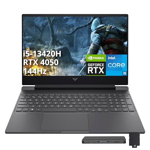 HP Victus 15 6 144Hz FHD Gaming Laptop  Intel i5 13420H  32GB RAM  1TB PCIe SSD  NVIDIA GeForce RTX 4050  Backlit Keyboard  WiFi 6  Windows 11 Pro  Mica Silver  1TB Docking Station Set
