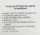 HP Victus 15 6" 144Hz 13th i5 13420H RTX 4050 16GB 512GB SSD W11 Gaming Laptop