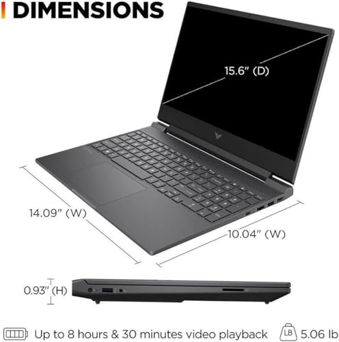 HP Victus 15 6 FHD 144HZ Gaming Laptop   AMD Ryzen 5 7535HS  Beat i7 11800H    AMD Radeon RX 6550M Backlit Keyboard  8GB RAM DDR5   512GB SSD   Windows 11 Home   Bundle with USB 3 0 Hub