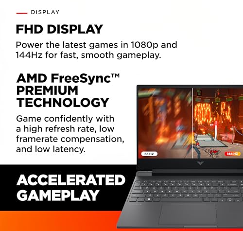 HP Victus 15 6 FHD 144Hz Gaming Laptop  AMD Ryzen 5 7535HS  AMD Radeon RX 6550M  Beats RTX 2050   Backlit Keyboard  Windows 11 Home  w/Cloth  16GB RAM  512GB PCIe SSD