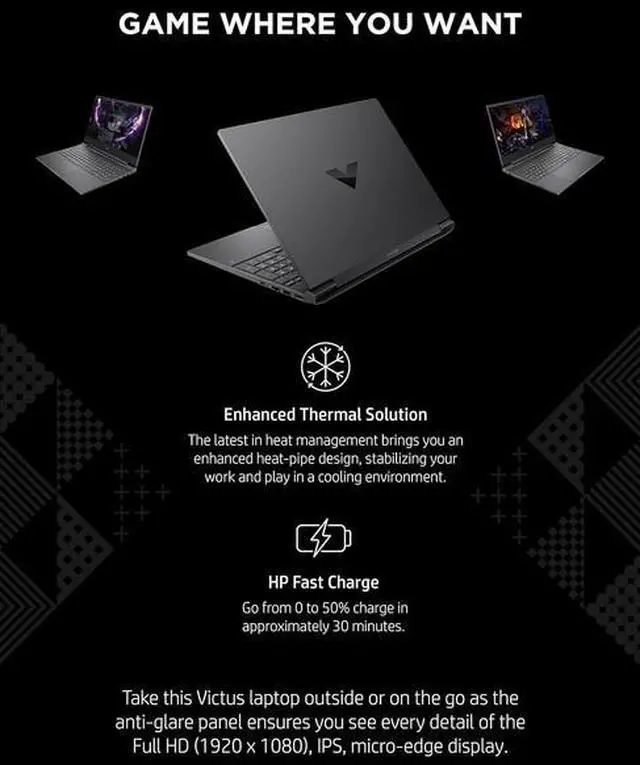 HP Victus 15 6" Gaming Laptop FHD 144Hz Disply Intel Core i5 13420H  Beat i7 1355U  NVIDIA GeForce RTX 4050 GPU 6GB 16GB RAM 512GB PCIe SSD  Backlit KB USB C HDMI Windows 11 Home/HUB