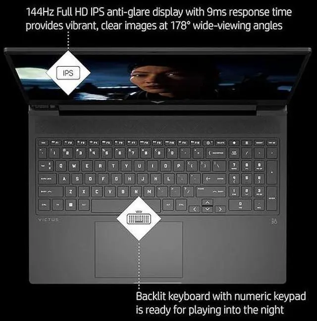 HP Victus 15 6" Gaming Laptop FHD 144Hz Disply Intel Core i5 13420H  Beat i7 1355U  NVIDIA GeForce RTX 4050 GPU 6GB 16GB RAM 512GB PCIe SSD  Backlit KB USB C HDMI Windows 11 Home/HUB