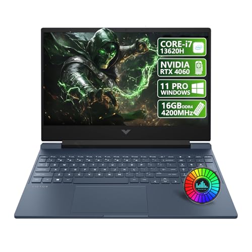 HP Victus 15 - Laptop para juegos, pantalla FHD de 15.6 pulgadas de 144 Hz, Core i7-13620H, NVIDIA GeForce RTX 4060, 32GB RAM 1TB SSD, Windows 11 Pro de por vida y Office Pro con luz controlada por