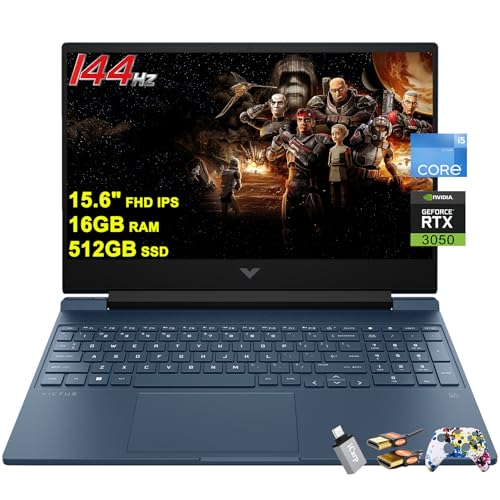 HP Victus 15 - Laptop para juegos 15.6 FHD IPS antirreflejos 144Hz Intel 8-core i5-12450H (Beat i7-11800H) 16GB RAM 512GB SSD GeForce RTX 3050 retroiluminado B&O carga rápida Win11 con accesorio ICP