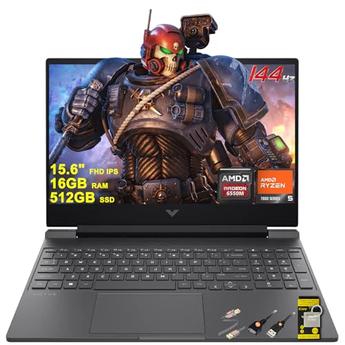HP Victus 15 Gaming Laptop 15 6 FHD IPS 144Hz  AMD FreeSync Premium  AMD 6 core Ryzen 5 7535HS 16GB DDR5 512GB SSD Radeon RX 6550M  >RTX3050  Backlit USB C Fast Charge Win11 w/ICP Accessory