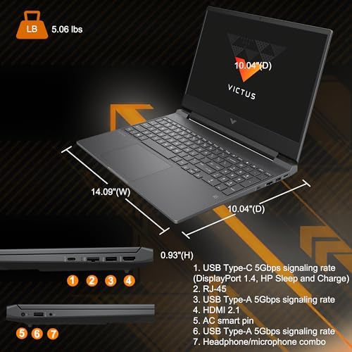 HP Victus 15 Gaming Laptop 15 6 FHD IPS 144Hz AMD 6 core Ryzen 7 7445HS 16GB RAM 512GB SSD GeForce RTX 4050 Backlit USB C DTS X Ultra Wi Fi 6 Win11 ICP Hub