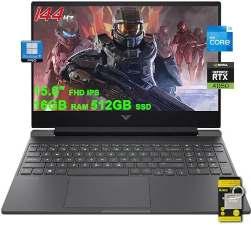 HP Victus Gaming Laptop 15 6 FHD IPS 144Hz Intel 8 core i5 13420H  >i7 12650H  16GB RAM 512GB SSD GeForce RTX 4050 6GB Backlit Type C B&O Fast Charge Win11Pro ICP Accessory