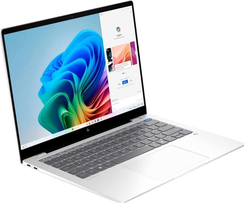 HP   OmniBook X 14 fe00   Copilot  PC   14 2 2K Touch Screen Laptop   Snapdragon X Plus X1P 42 100   16GB Memory   512GB SSD   Silver  Renewed 
