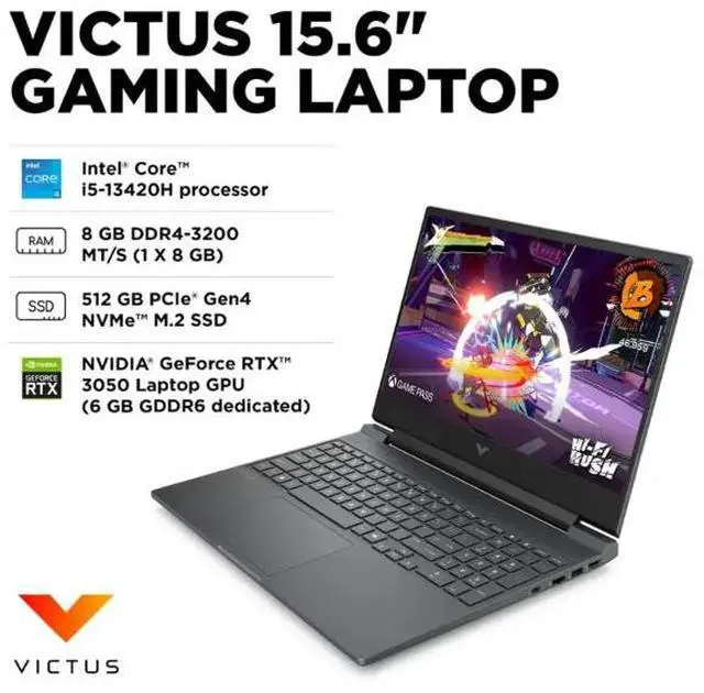 Portátil para juegos HP Victus de 15,6" y 144 Hz Full HD - Intel Core i5 - 8 GB de memoria - NVIDIA GeForce RTX 3050 - SSD de 512 GB - Color plata mica