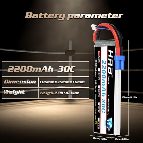 HRB 2S 2200mAh Lipo Battery EC2 30C 7 4V RC Lipo Battery Compatible with RC Car RC Truck RC Boat RC Airplane RC Helicopter  2packs