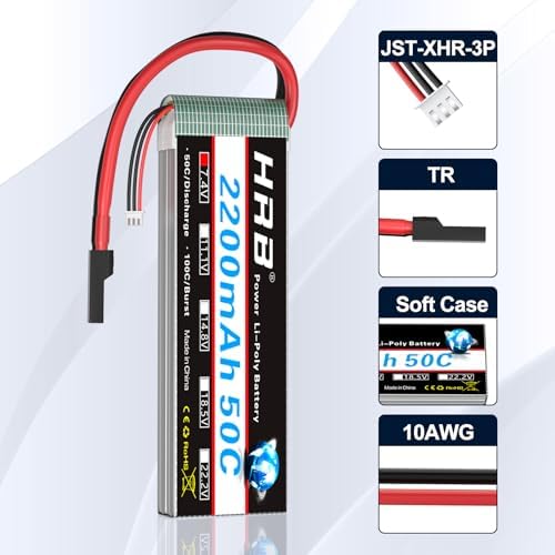 HRB 2S 7 4V 2200mAh LiPo Battery TR Plug 50C 100C Compatible with RC Airplane  RC Helicopter  RC Car  RC Truck  RC Boat