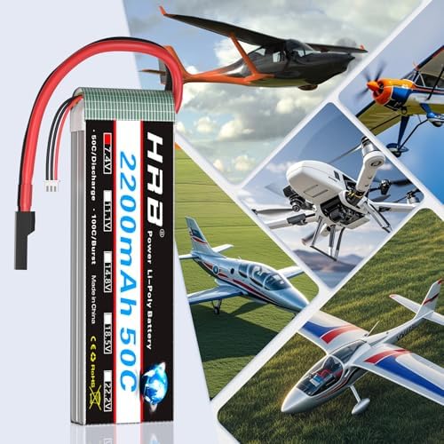 HRB 2S 7 4V 2200mAh LiPo Battery TR Plug 50C 100C Compatible with RC Airplane  RC Helicopter  RC Car  RC Truck  RC Boat