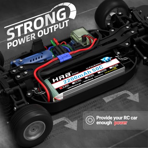 HRB 2S Lipo Batería 2200mAh 7.4V 50C EC3 Plug RC Lipo Batería Compatible con RC Car Truck Quadcopter Avión Helicóptero Barco