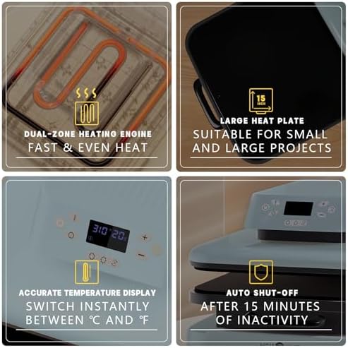 HTVRONT Auto Heat Press Machine for T Shirts   Heat Press 15x15 with Auto Release   Heats Up Fast & Heat Evenly  Professional Machines for HTV  Sublimation  Heat Transfer Projects