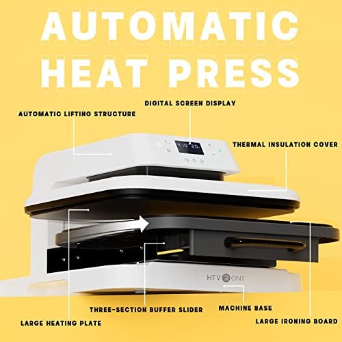 HTVRONT Auto Heat Press Machine for T Shirts   15x15 Smart T Shirt Press Machine with Auto Release   Professional Heat Press for Sublimation  Vinyl  Heat Transfer Projects