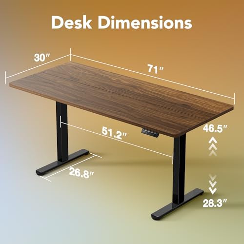 HUANUO 48 x 24 Electric Standing Desk Adjustable Height  4 Memory Height Settings  Headphone Hook  Cable Manager  Sit Stand Up Desk for Home Office & Computer Workstation  Black