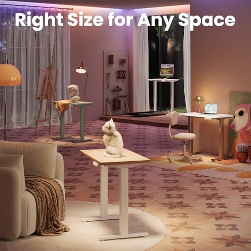 HUANUO 48 x 24 Electric Standing Desk Adjustable Height  4 Memory Height Settings  Headphone Hook  Cable Manager  Sit Stand Up Desk for Home Office & Computer Workstation  Black