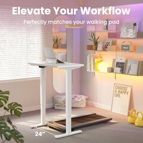 HUANUO 48 x 24 Electric Standing Desk Adjustable Height  4 Memory Height Settings  Headphone Hook  Cable Manager  Sit Stand Up Desk for Home Office & Computer Workstation  Black
