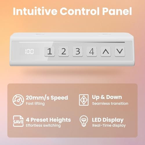 HUANUO 48 x 24 Electric Standing Desk Adjustable Height  4 Memory Height Settings  Headphone Hook  Cable Manager  Sit Stand Up Desk for Home Office & Computer Workstation  Black