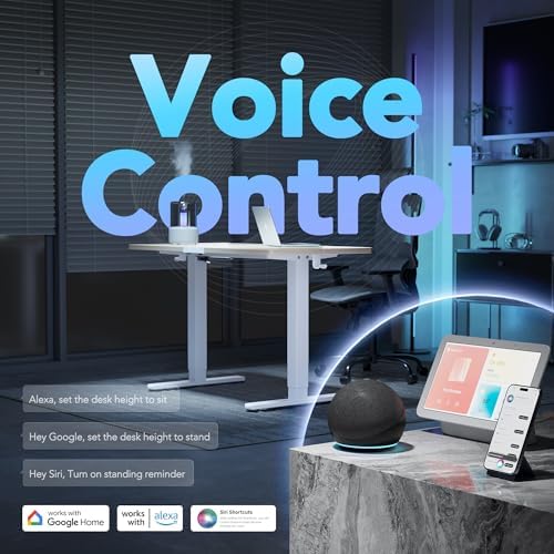 HUANUO 48 x 24 Electric Standing Desk Adjustable Height  4 Memory Height Settings  Headphone Hook  Cable Manager  Sit Stand Up Desk for Home Office & Computer Workstation  Black