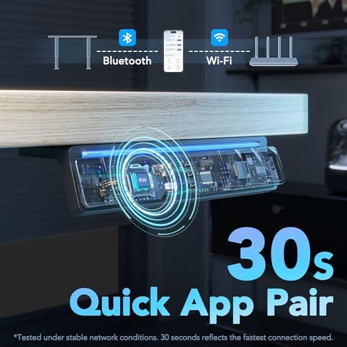 HUANUO 48 x 24 Electric Standing Desk Adjustable Height  4 Memory Height Settings  Headphone Hook  Cable Manager  Sit Stand Up Desk for Home Office & Computer Workstation  Black