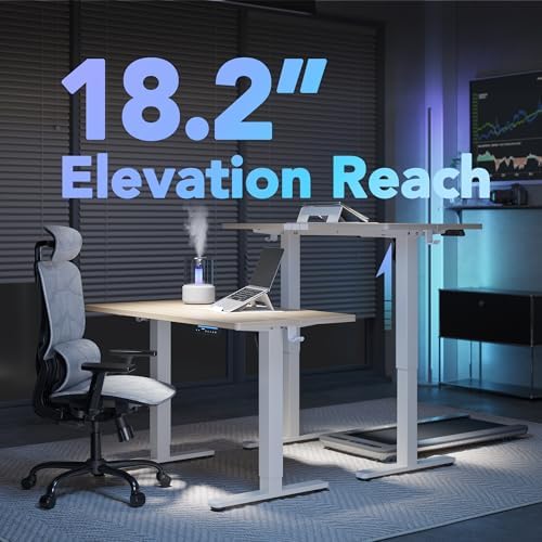 HUANUO 48 x 24 Electric Standing Desk Adjustable Height  4 Memory Height Settings  Headphone Hook  Cable Manager  Sit Stand Up Desk for Home Office & Computer Workstation  Black