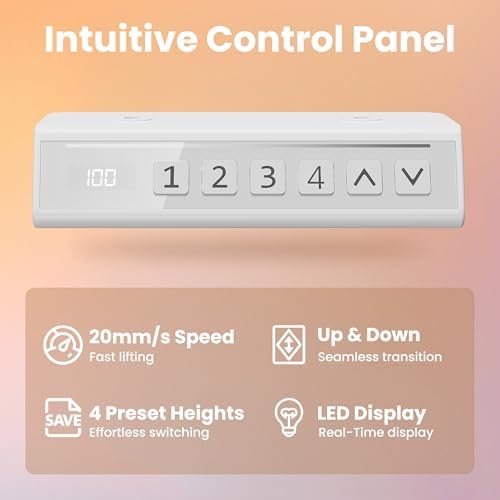 HUANUO 48 x 24 Electric Standing Desk Adjustable Height  4 Memory Height Settings  Headphone Hook  Cable Manager  Sit Stand Up Desk for Home Office & Computer Workstation  Black