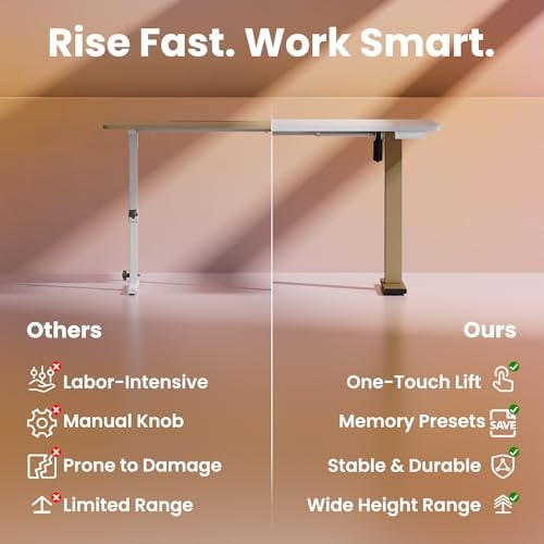 HUANUO 48 x 24 Electric Standing Desk Adjustable Height  4 Memory Height Settings  Headphone Hook  Cable Manager  Sit Stand Up Desk for Home Office & Computer Workstation  Black