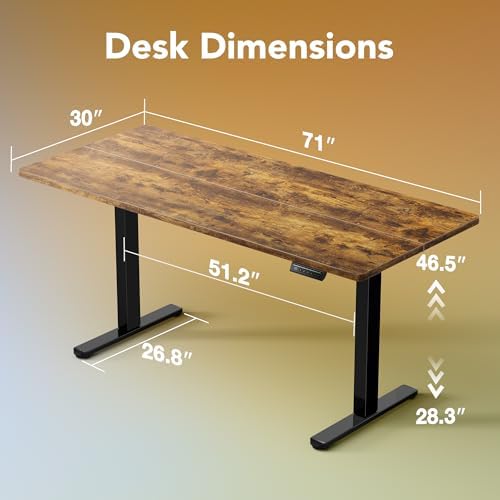 HUANUO 48 x 24 Electric Standing Desk Adjustable Height  4 Memory Height Settings  Headphone Hook  Cable Manager  Sit Stand Up Desk for Home Office & Computer Workstation  Black