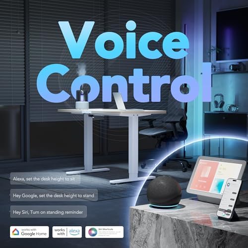 HUANUO 48 x 24 Electric Standing Desk Adjustable Height  4 Memory Height Settings  Headphone Hook  Cable Manager  Sit Stand Up Desk for Home Office & Computer Workstation  Black