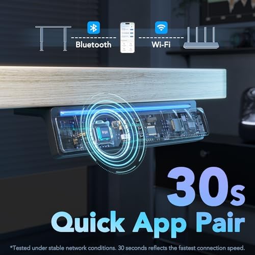 HUANUO 48 x 24 Electric Standing Desk Adjustable Height  4 Memory Height Settings  Headphone Hook  Cable Manager  Sit Stand Up Desk for Home Office & Computer Workstation  Black