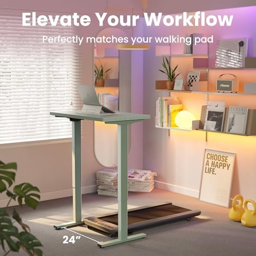 HUANUO 48 x 24 Electric Standing Desk Adjustable Height  4 Memory Height Settings  Headphone Hook  Cable Manager  Sit Stand Up Desk for Home Office & Computer Workstation  Black